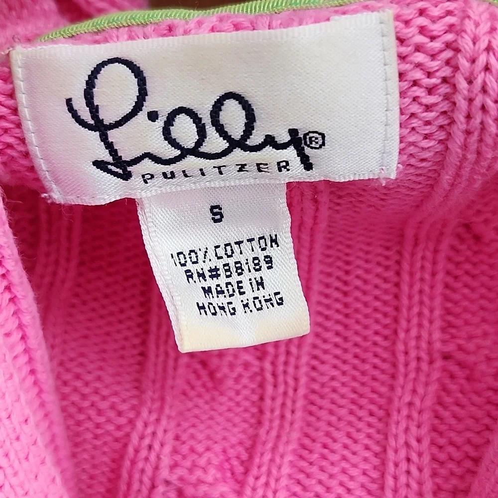Lilly Pultizer Hot Pink Cable Knit Zip Up Hoodie Small - Picture 3 of 15
